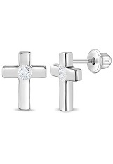 adorable teensy cubic zirconia stylish cross earrings for kids